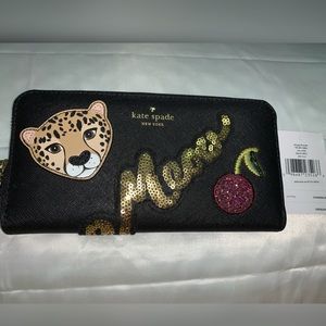 Kate spade black leopard neda wallet